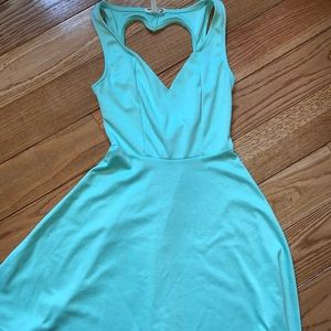 Turquoise heart shaped key-hole back dress